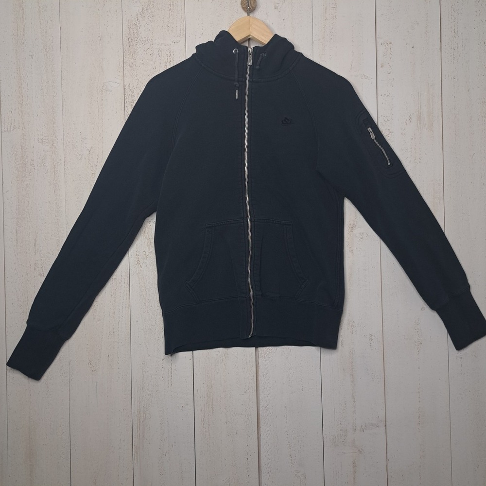 Modern Vintage 2011 Nike Women's L Streetwear Full-Zip Hoodie Black 100% Organic